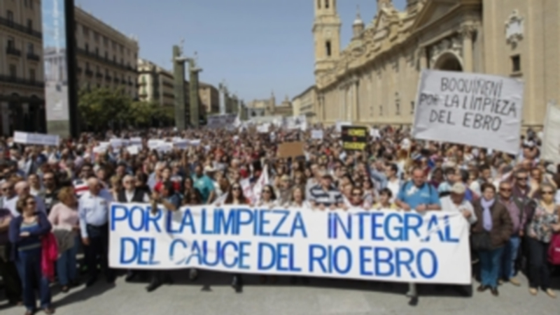 Unas 2.000 personas se manifestaron en Zaragoza por la limpieza del Ebro. / Efe