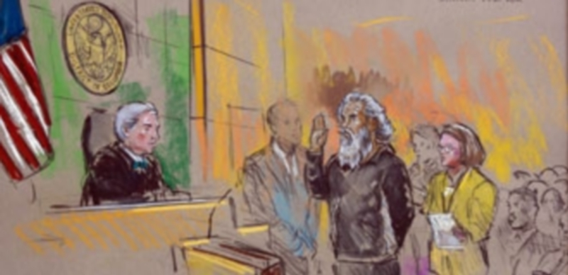 Dibujo de un momento del juicio Ahmed Abdú Jatalá. / Efe