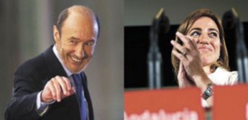 Alfredo Pérez Rubalcaba y Carme Chacón.