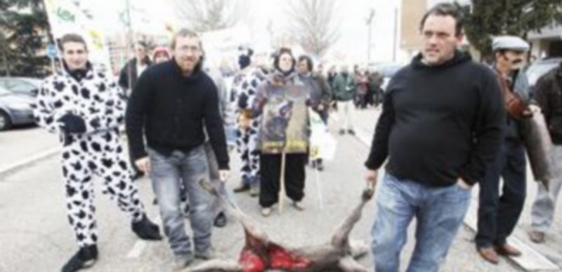 Imagen de una manifestación reciente contra la política medioambiental de la Junta y su gestión para el sector del lobo. / Ical.