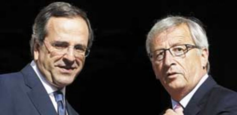 Antonis Samaras (i) mantuvo un encuentro ayer con el presidente del Eurogrupo