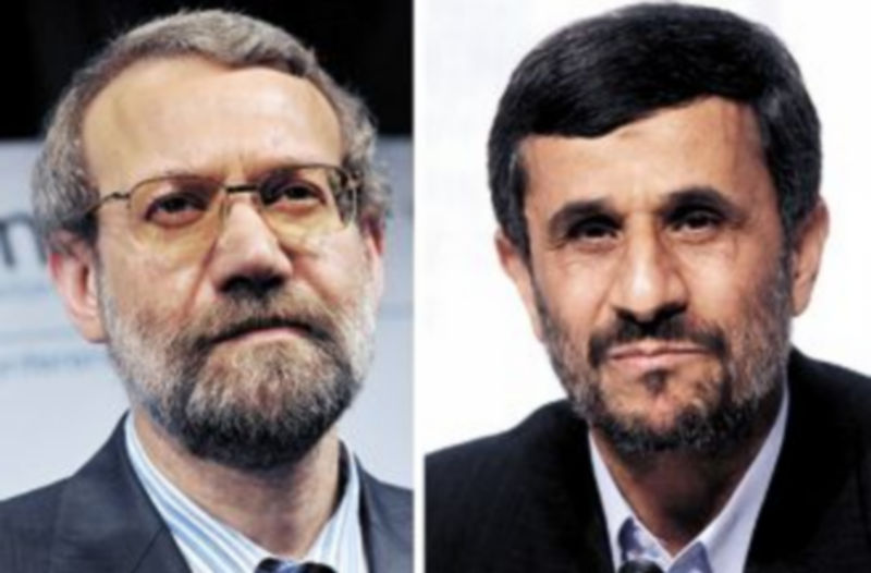 El presidente del Parlamento iraní Ali Lariyani (i) y el presidente del país Mahmud Ahmadineyad. / DPA