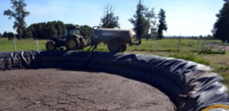 Un tractor descarga purines de porcino en una balsa en un terreno castellano y leonés para su posterior tratamiento. / Agencias