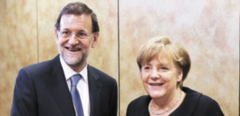 Mariano Rajoy junto a la canciller alemana