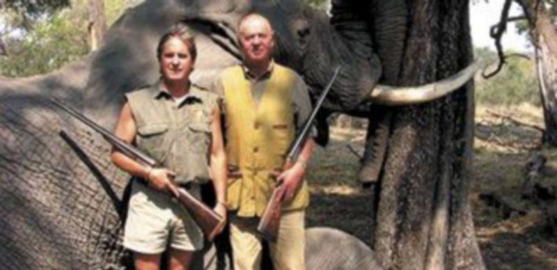 La empresa que organiza safaris en Botsuana colgó en su web una imagen del Rey en 2006 junto a un elefante abatido.