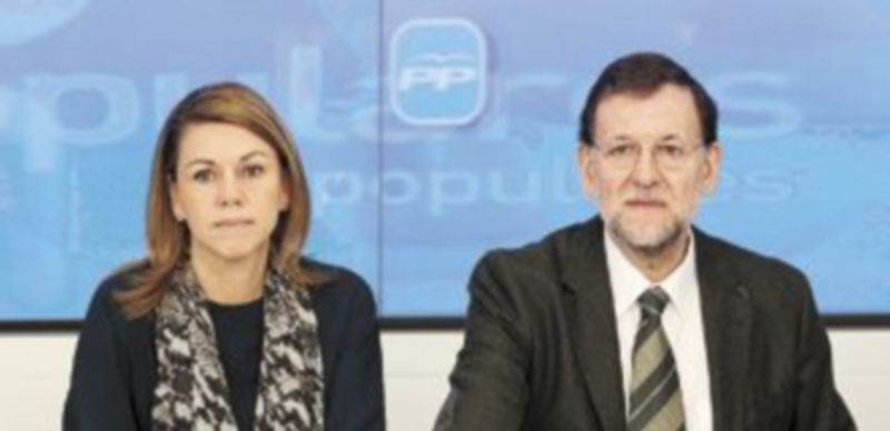 María Dolores de Cospedal y Mariano Rajoy presidieron la reunión con todos los presidentes autonómicos del PP que se celebró en la sede de Génova. / Ical.