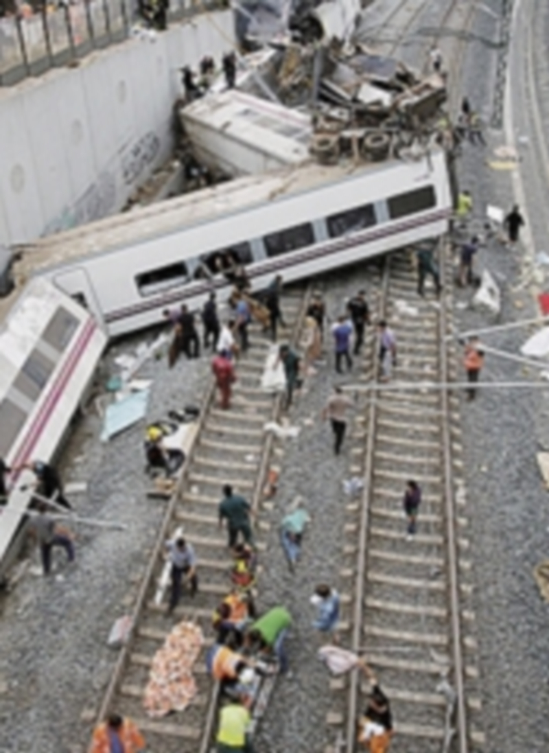 Estado del tren tras el accidente.