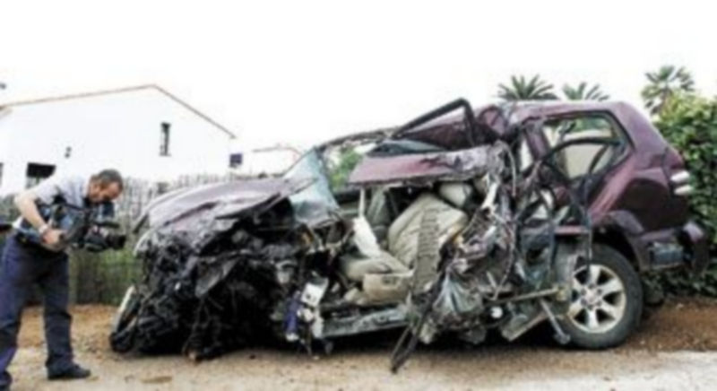 Estado en el que quedó el todoterreno donde viajaba Domecq