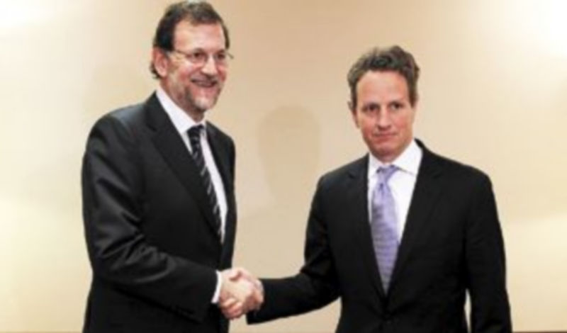 Mariano Rajoy saluda al secretario estadounidense del Tesoro