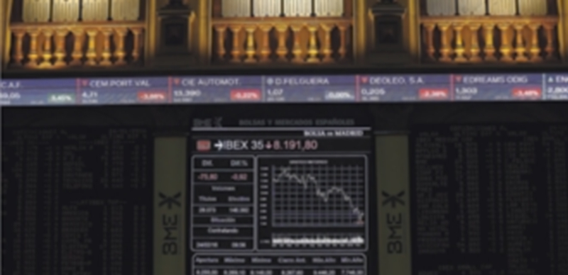 Panel informativo de la Bolsa de Madrid