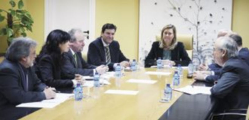 La consejera de Hacienda se reunión con los portavoces de los tres grupos parlamentarios en las Cortes de Castilla y León. / ICAL