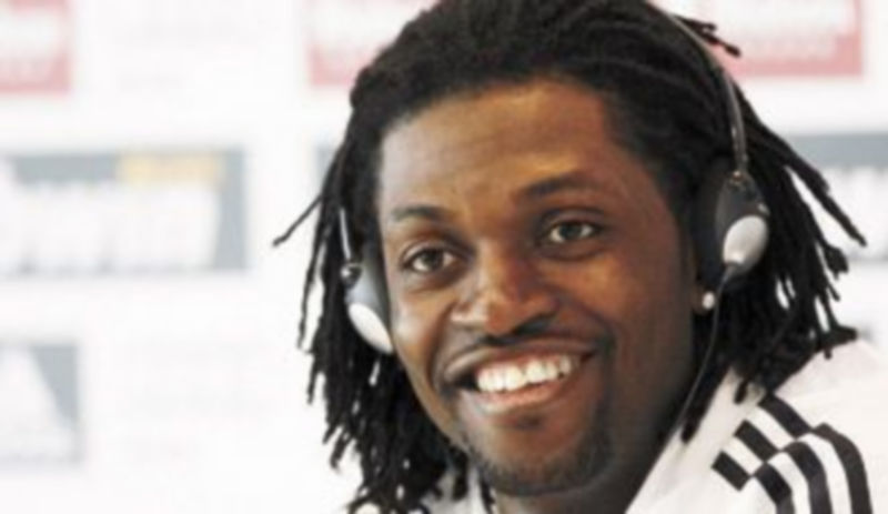Adebayor dio su primera rueda de prensa desde que llegó al club de Chamartín. / Efe.