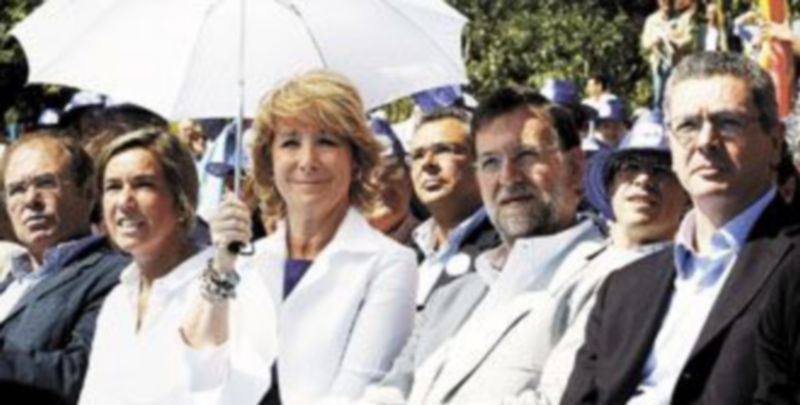 Mariano Rajoy acompañó a Esperanza Aguirre y a Alberto Ruiz Gallardón