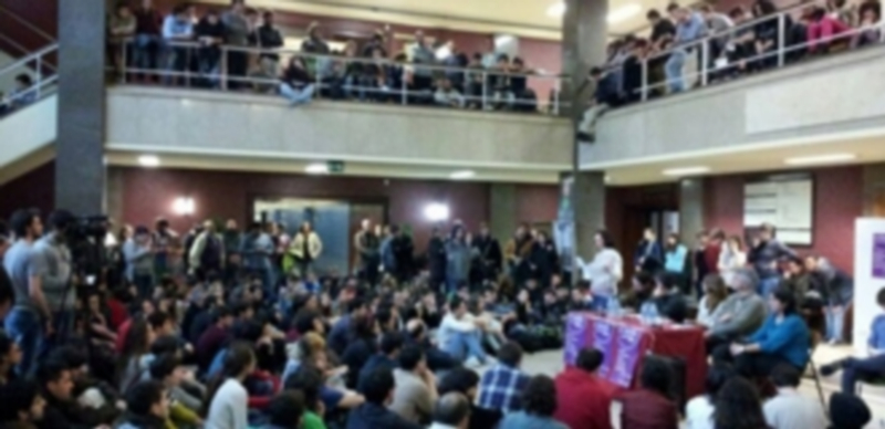 Rueda de prensa de Podemos durante la campaña para las europeas. / Agencias