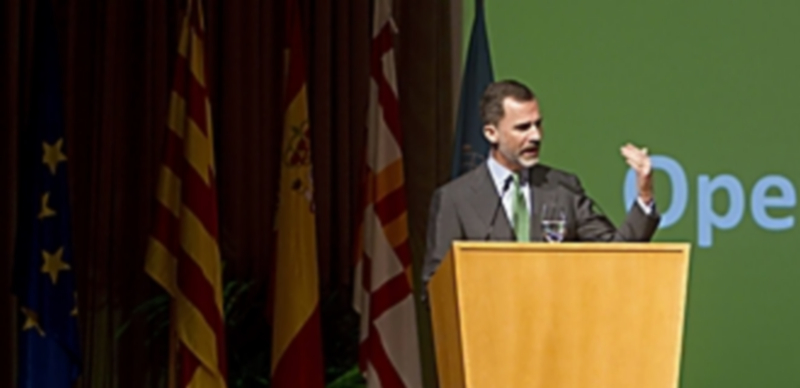 El monarca inauguró en Barcelona el sexto foro mundial sobre el carbono y la lucha contra el cambio climático. / EFE