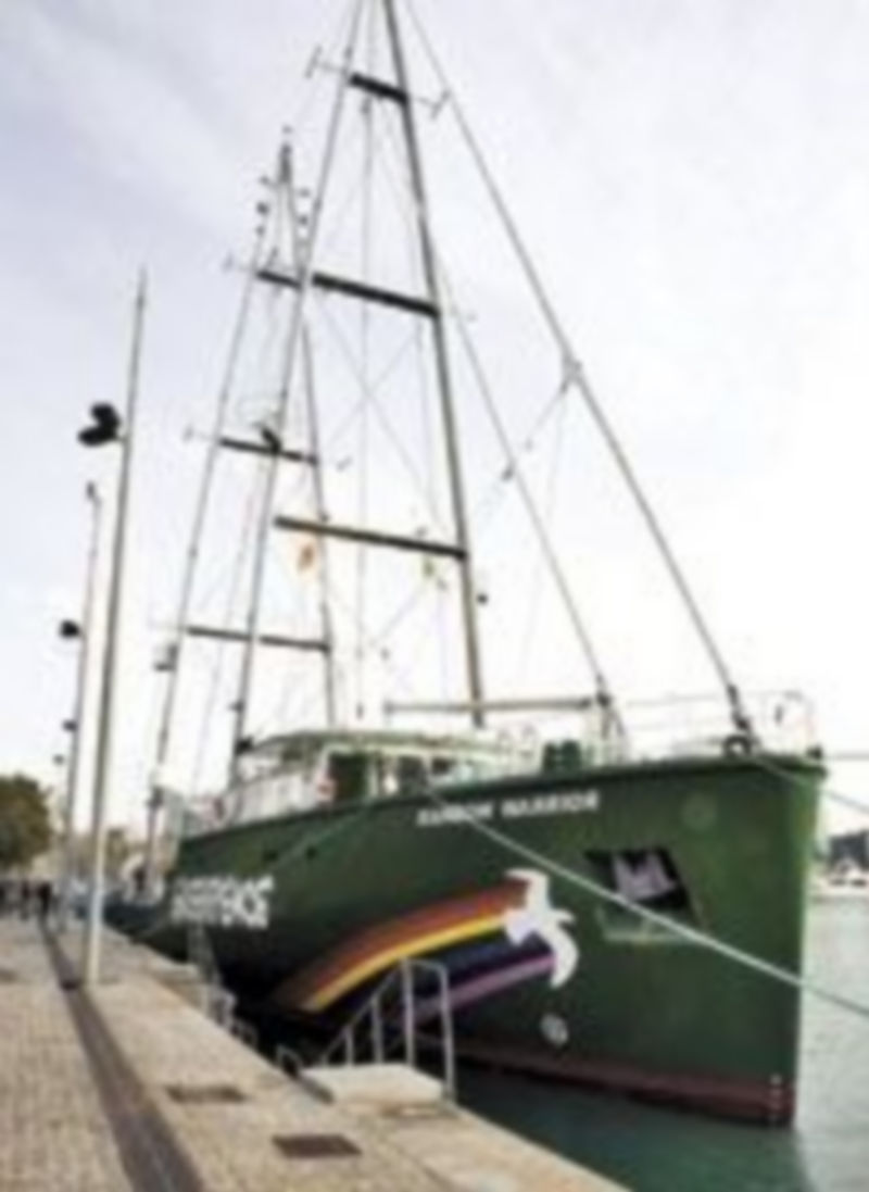 Así lucía la nave atracada en el puerto de Barcelona hace unos días. / Efe