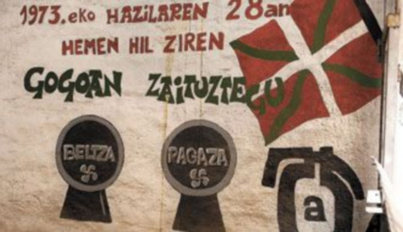 Uno de los carteles de promoción del acto de apoyo a etarras en Getxo