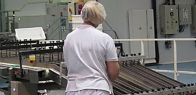 Una trabajadora durante la cadena de producción de una fábrica. / E. P.