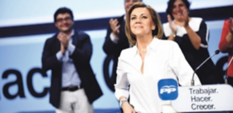 María Dolores de Cospedal propuso ayer una reforma del IRPF en su comparecencia en Toledo. / Efe