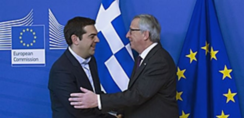 El primer ministro griego Alexis Tsipras y el presidente de la comisión europe Jean-Claude Juncker