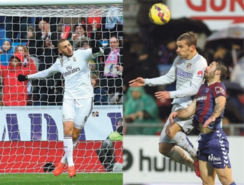 Griezmann (izquierda) y Benzema (derecha) llegan al derbi madrileño después de liderar el ataque de Atlético de Madrid y Real Madrid en los últimos partidos. / EFE