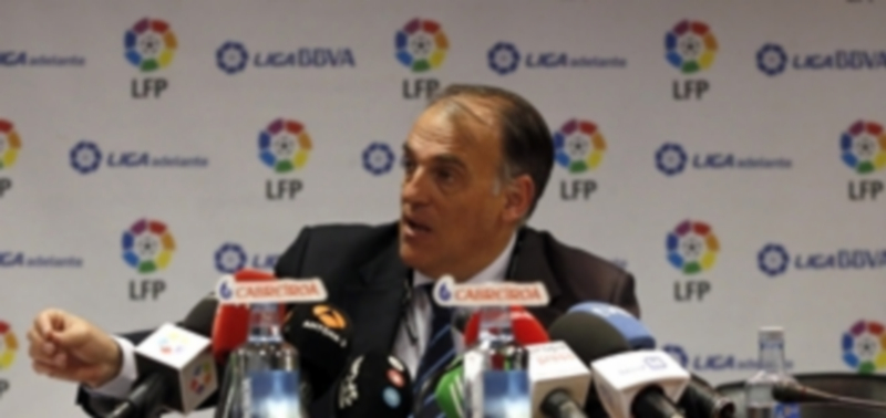 Javier Tebas compareció en rueda de prensa tras la Asamblea Extraordinaria. / EFE