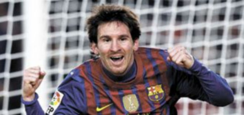 Leo Messi celebra el primer tanto ante el Valencia