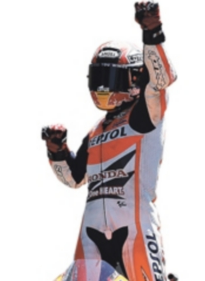 Marc Márquez celebra la victoria en Le Mans.