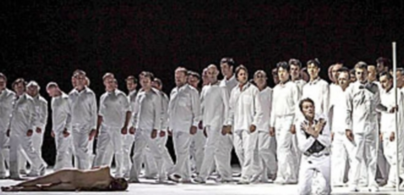 Escena de la ópera inacabada de Arnold Schöngberg ‘Moisés y Aarón’