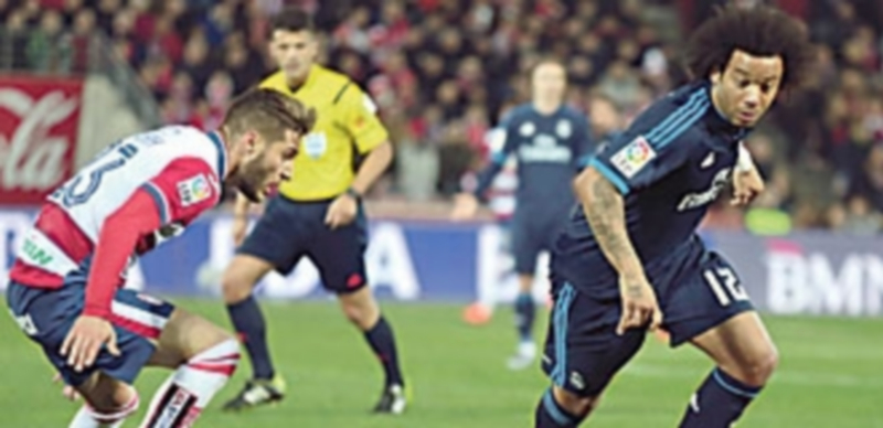 Marcelo regresa a la convocatoria del Real Madrid para medirse a la Roma 1 Marcelo terminó lesionado el partido del 7 de febrero contra el Granada. / EFE