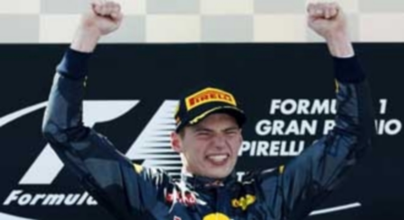Max Verstappen celebra su victoria en Montmeló