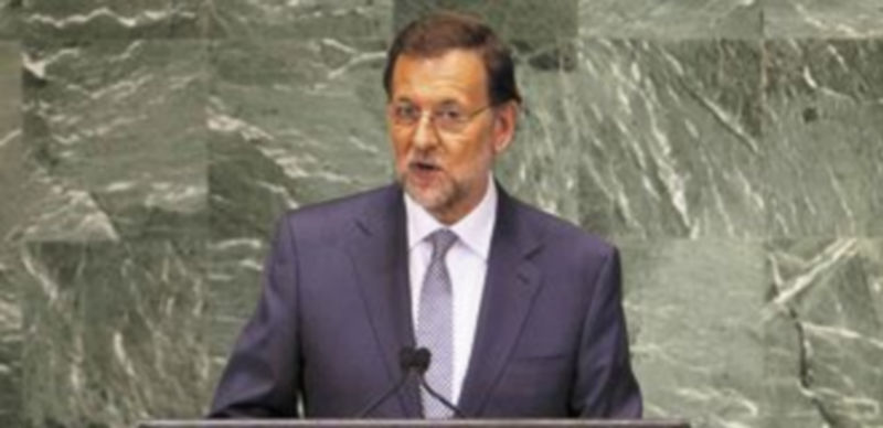 El presidente Mariano Rajoy ayer durante su exposición en la Asamblea de Naciones Unidas. / Reuters