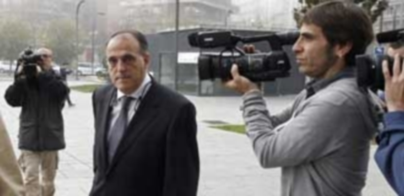 Javier Tebas compareció ayer como testigo en los juzgados de Pamplona. / EFE