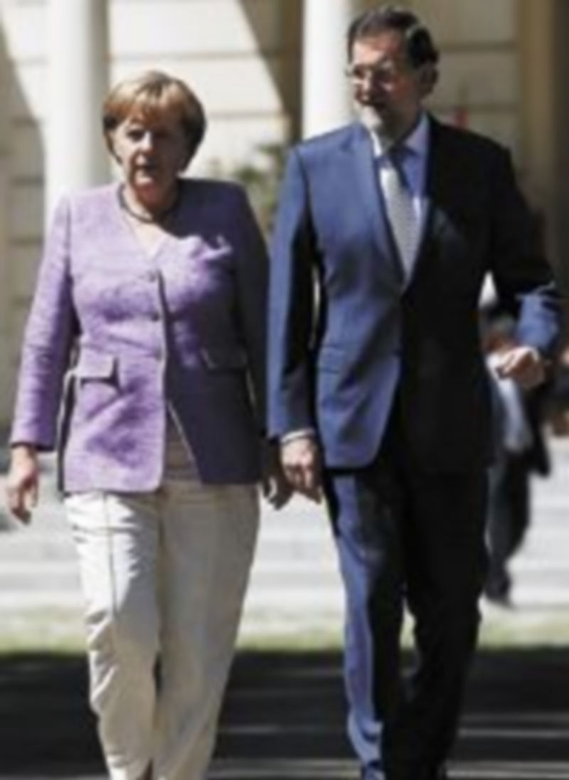 Merkel y Rajoy compartieron el almuerzo en el Palacio de la Moncloa. / Reuters