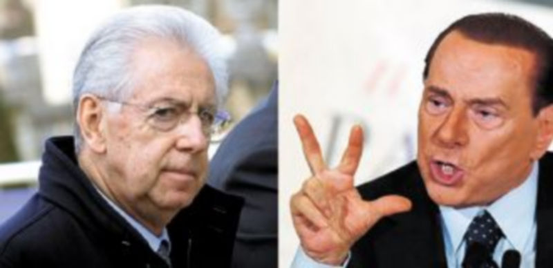 Mario Monti y Silvio Berlusconi. / Reuters