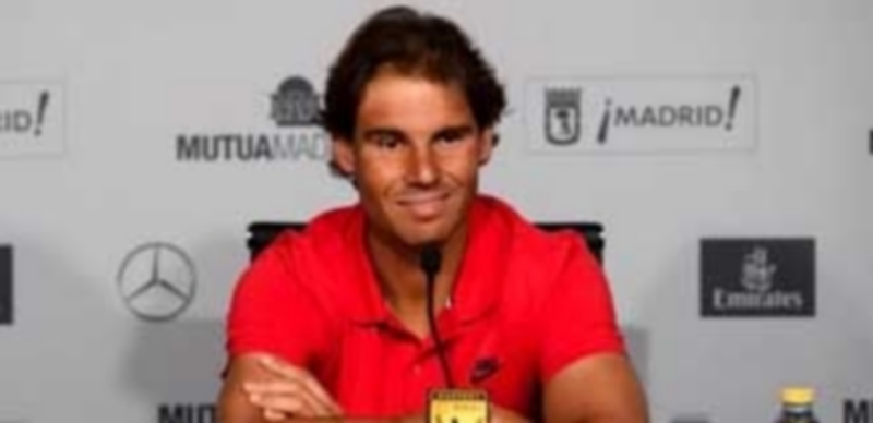 El tenista Rafa Nadal en rueda de prensa en la Caja Mágica. / Europa Press