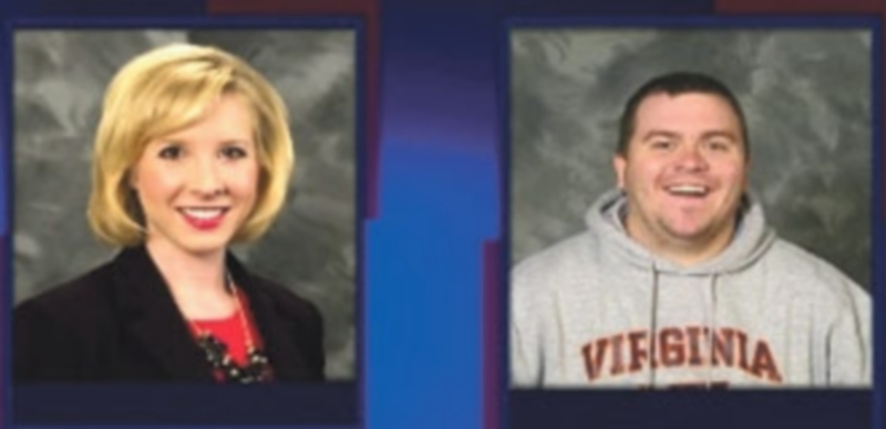 Alison Parker y Adam Ward en una imagen conmemorativa retransmitida por su cadena tras su fallecimiento. / EFE