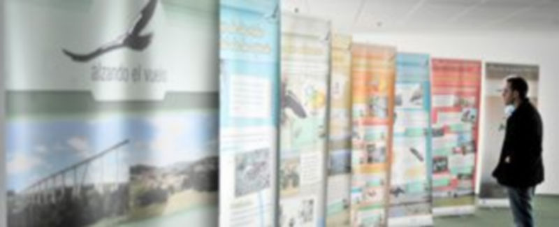 La primera exposición que acoge la estación del AVE está compuesta por diferentes paneles y recibirá a varios grupos de escolares de la provincia. / Kamarero