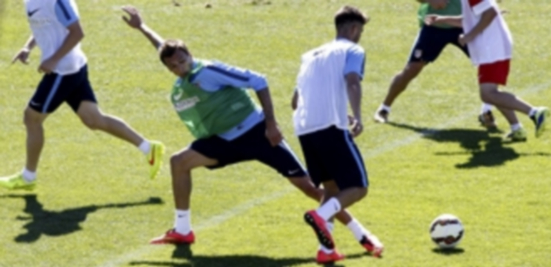 Jugadores del Atlético de Madrid en un entrenamiento en la Ciudad Deportiva del Club en Majadahonda. / Efe