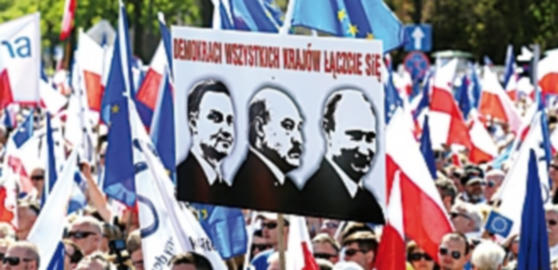 Los carteles en contra el presidente polaco