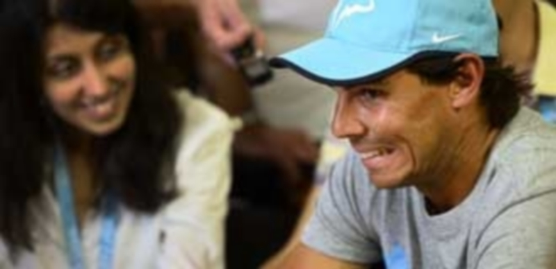 Rafa Nadal comparece antes de iniciar su participación en el Abierto de Tenis de Estados Unidos en Indian Wells