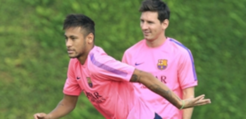 Los jugadores del FC Barcelona Leo Messi y Neymar Jr.
