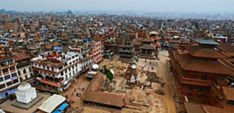 Vista aérea de la plaza nepalí de Patan Durbar en Lalitpur