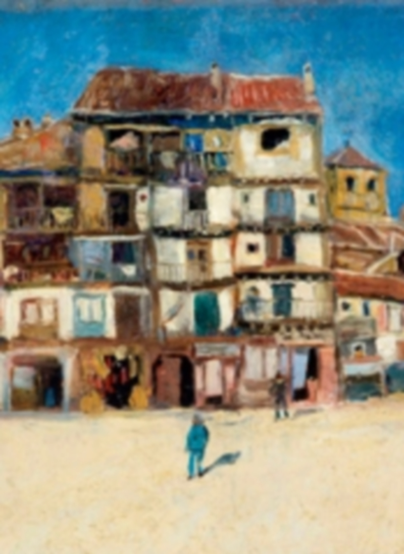 Vista parcial —falta la zona izquierda— del cuadro pintado por Darío de Regoyos en 1892 en Segovia. / E.A.