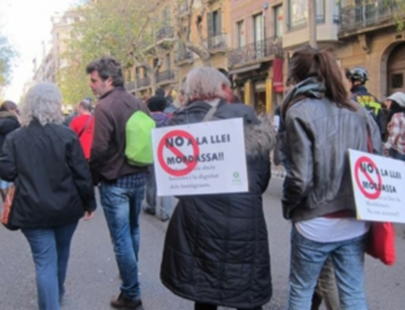 Un grupo de manifestantes durante la protesta de Barcelona. / Europa press