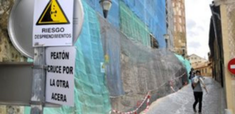 La zona afectada por el derrumbe de roca