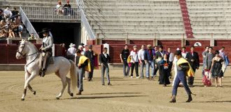 Los camareros volverán a hacer el paseíllo sobre el albero del coso segoviano para celebrar la becerrada. / Juan Martín