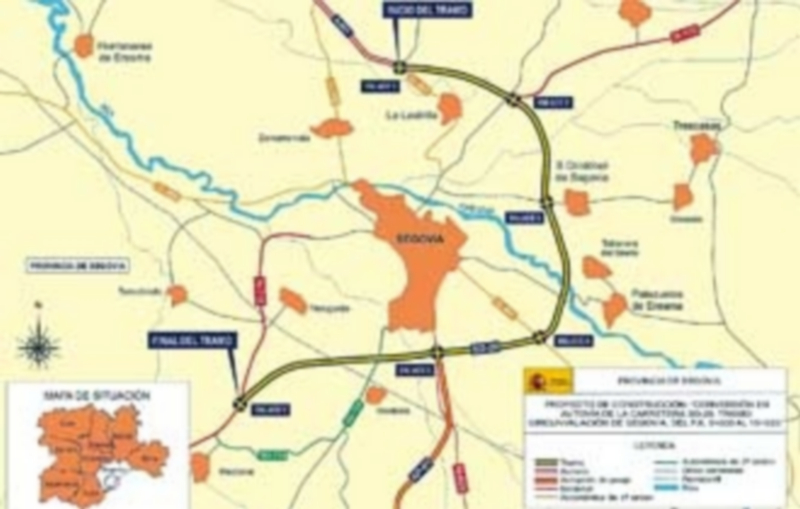 Mapa de la carretera SG-20 con los enlaces con otras vías. / Fuente: ministerio de Fomento