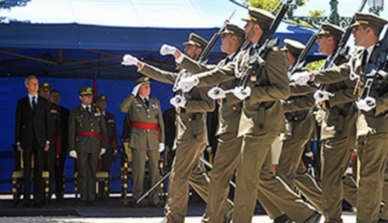 Las unidades artilleras desfilaron ante el Rey y las autoridades./KAMARERO