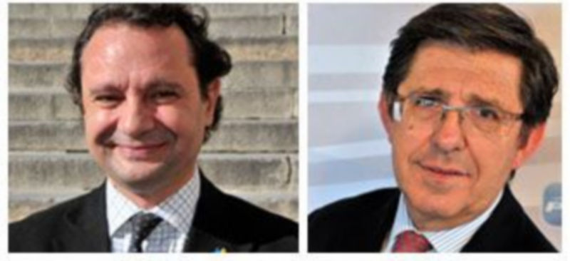 Pedro Arahuetes (PSOE) y Jesús Postigo (PP). / Kamarero.